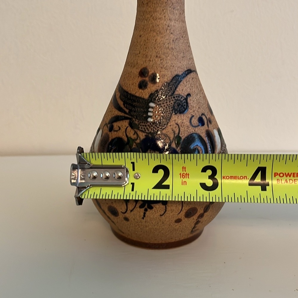 Vintage Mexican Tonala Folk Art Pottery Vase Decor - Picture 8 of 10